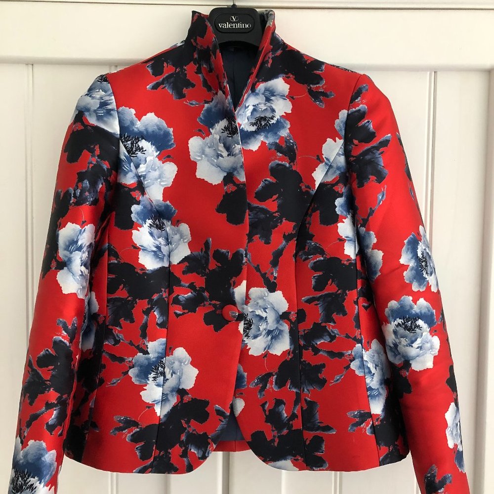 Yaly Couture Size 12 Red Floral Jacket - Picture 1 of 8